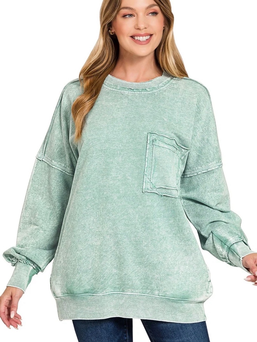 French Terry Exposed Seam Sweatshirt - Small